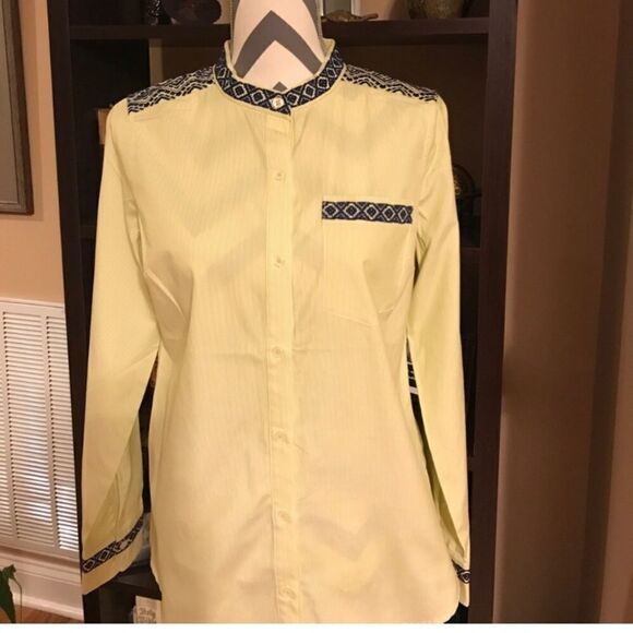 C Wonder Green & White Pinstriped Blouse XS NWT - Picture 3 of 10